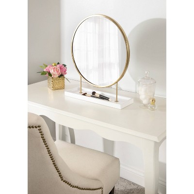 Promo 𧨠Kate & Laurel All Things Decor 18" x 22" Maxfield Round Tabletop Mirror White/Gold - Kate & Laurel All Things Decor π - Image 5