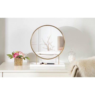 Promo 𧨠Kate & Laurel All Things Decor 18" x 22" Maxfield Round Tabletop Mirror White/Gold - Kate & Laurel All Things Decor π - Image 7