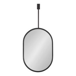 Promo 🎁 Kate & Laurel All Things Decor 12" x 28" Madoc Hanging Framed Capsule Decorative Wall Mirror Gray - Kate & Laurel All Things Decor 🔥