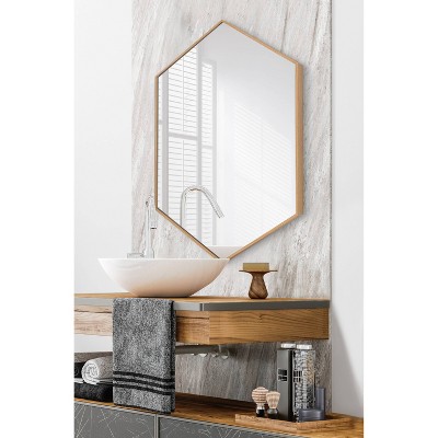 Promo ❤️ Kate & Laurel All Things Decor 22" x 31" Rhodes Hexagon Wall Mirror Natural - Kate & Laurel All Things Decor 🛒 - Image 4