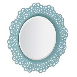Deals 😀 12.5" Floral Metal Lace Wall Mirror Light Blue - Stonebriar Collection ✨
