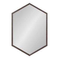 Promo 🎉 Kate & Laurel All Things Decor 24" x 36" Laverty Hexagon Wall Mirror Walnut Brown - Kate & Laurel All Things Decor ✨