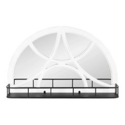 Deals 🔥 Kate & Laurel All Things Decor 19" x 30" Hollowday Wood Framed Arched Wall Mirror with Shelf White - Kate & Laurel All Things Decor 👏