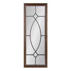 New 🔥 Kate & Laurel All Things Decor 16" x 42" Bakersfiel Windowpane Wall Mirror Rustic Brown - Kate & Laurel All Things Decor 👍