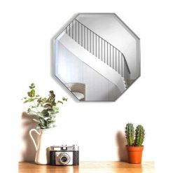 Budget 👏 Alpine Art & Mirror 28" x 28" Cambridge Octagon Beveled Glass Framed Wall Mirror Silver - Alpine Art & Mirror 😉