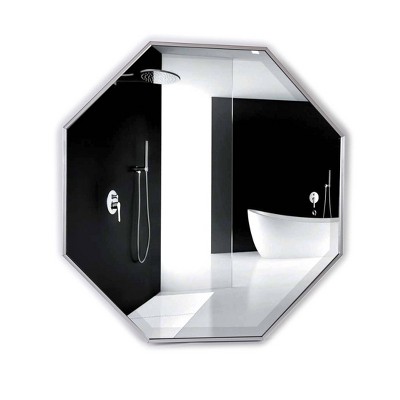 Budget π Alpine Art & Mirror 28" x 28" Cambridge Octagon Beveled Glass Framed Wall Mirror Silver - Alpine Art & Mirror π - Image 3