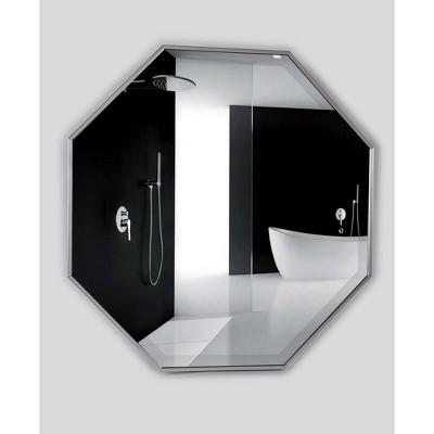 Budget π Alpine Art & Mirror 28" x 28" Cambridge Octagon Beveled Glass Framed Wall Mirror Silver - Alpine Art & Mirror π - Image 5