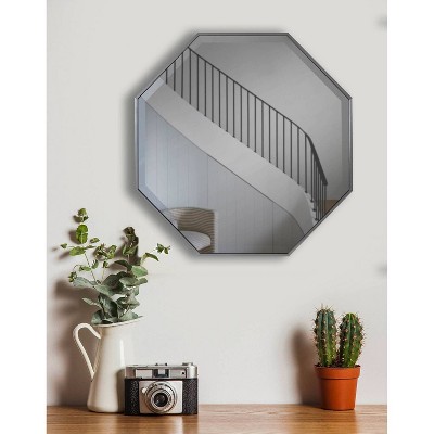 Budget π Alpine Art & Mirror 28" x 28" Cambridge Octagon Beveled Glass Framed Wall Mirror Silver - Alpine Art & Mirror π - Image 7
