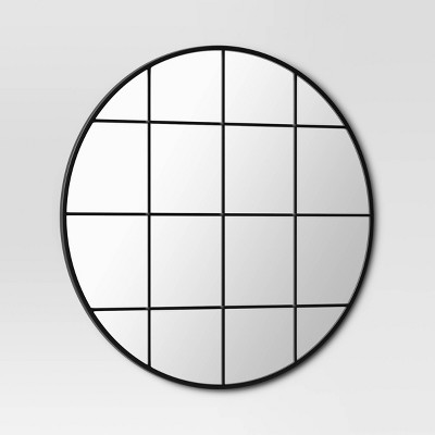 Best deal π 27" Round Window Pane Metal Wall Mirror Black - Threshold™ π - Image 2