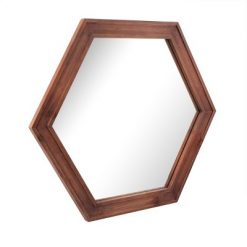Outlet 😀 Wooden Hexagon Stratford Decorative Wall Mirror Maroon - Stonebriar Collection 👍