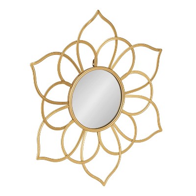 Best reviews of π Kate & Laurel All Things Decor 21" x 24" Brienne Metal Flower Round Decorative Wall Mirror Gold - Kate & Laurel All Things Decor βοΈ