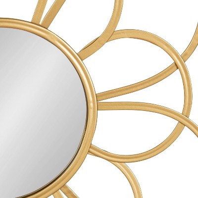 Best reviews of π Kate & Laurel All Things Decor 21" x 24" Brienne Metal Flower Round Decorative Wall Mirror Gold - Kate & Laurel All Things Decor βοΈ - Image 2