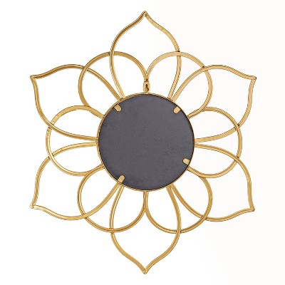 Best reviews of π Kate & Laurel All Things Decor 21" x 24" Brienne Metal Flower Round Decorative Wall Mirror Gold - Kate & Laurel All Things Decor βοΈ - Image 3