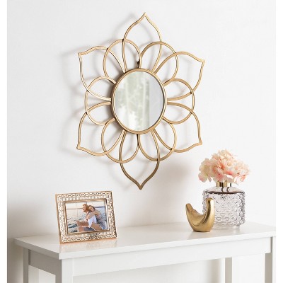 Best reviews of π Kate & Laurel All Things Decor 21" x 24" Brienne Metal Flower Round Decorative Wall Mirror Gold - Kate & Laurel All Things Decor βοΈ - Image 4