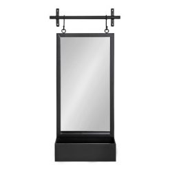 Budget 😍 Kate & Laurel All Things Decor 18" x 39" Gammons Functional Wall Mirror Black - Kate & Laurel All Things Decor ⌛