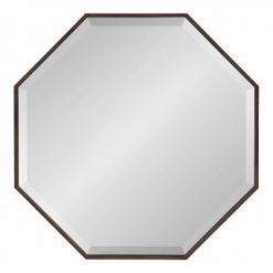 Best deal 🎉 Kate & Laurel All Things Decor 24.7" x 24.7" Rhodes Octagon Wall Mirror Walnut Brown - Kate & Laurel All Things Decor 🎉