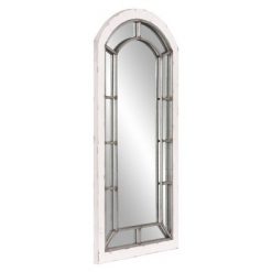 Best Sale 🔥 24" x 44" Antique Arch Windowpane Decorative Wall Mirror Metal/Off White - Patton Wall Decor ⭐