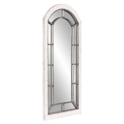Best Sale 🔥 24" x 44" Antique Arch Windowpane Decorative Wall Mirror Metal/Off White - Patton Wall Decor ⭐