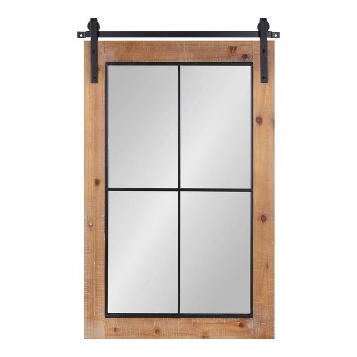 Cheap 🤩 Kate & Laurel All Things Decor 24" x 37" Cates Windowpane Framed Decorative Wall Mirror Rustic Brown - Kate & Laurel All Things Decor ✨
