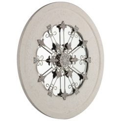 Buy ✔️ 32" Rustic Round Cut Out Wall Mirror Metal/Off White/Washed Wood - Patton Wall Decor 😀