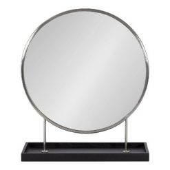 Discount 🎉 Kate & Laurel All Things Decor 18" x 22" Maxfield Round Tabletop Mirror Silver/Black - Kate & Laurel All Things Decor 🌟