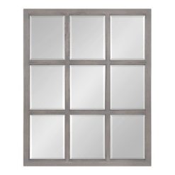 Hot Sale 👏 Kate & Laurel All Things Decor 26" x 32" Hogan Windowpane Decorative Framed Wall Mirror Gray - Kate & Laurel All Things Decor ⭐