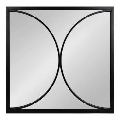 Outlet ⭐ Kate & Laurel All Things Decor 28" x 28" Olea Square Framed Decorative Wall Mirror Black - Kate & Laurel All Things Decor ❤️