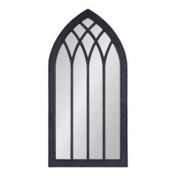 Budget 💯 Kate & Laurel All Things Decor 24" x 48" Winn Wood Framed Arch Decorative Wall Mirror Black - Kate & Laurel All Things Decor 🥰