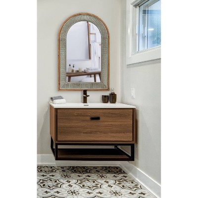 New π― Kate & Laurel All Things Decor 24" x 36" Deely Arch Wall Mirror Rustic Brown - Kate & Laurel All Things Decor π - Image 5