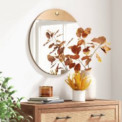 New โค๏ธ 22" Wood/Metal Frameless Mirror with Knob Hanger Brown - Threshold™ โญ