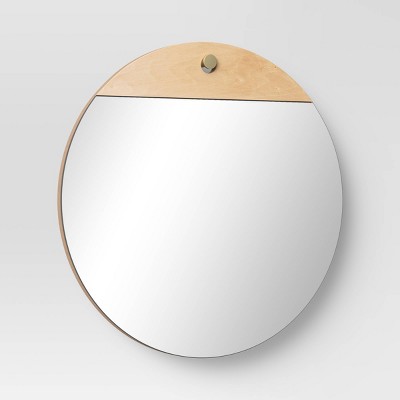 New ❤️ 22" Wood/Metal Frameless Mirror with Knob Hanger Brown - Threshold™ ⭐ - Image 2