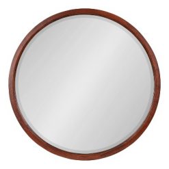 Wholesale π₯ Kate & Laurel All Things Decor 32" x 32" Hogan Round Framed Decorative Wall Mirror Walnut Brown - Kate & Laurel All Things Decor π