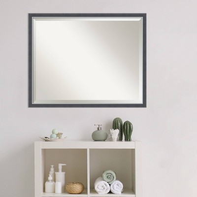 New ๐ 30"x 24" Eva Thin Framed Bathroom Vanity Wall Mirror Black/Silver - Amanti Art โญ - Image 6