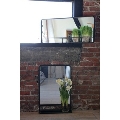 Cheapest ๐ 19.5" x 27.5" Metal Framed Wall Mirror with Shelf Black - 3R Studios โ๏ธ - Image 2