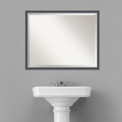 New ๐ 30"x 24" Eva Thin Framed Bathroom Vanity Wall Mirror Black/Silver - Amanti Art โญ - Image 7