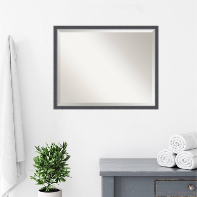 New ๐ 30"x 24" Eva Thin Framed Bathroom Vanity Wall Mirror Black/Silver - Amanti Art โญ - Image 8