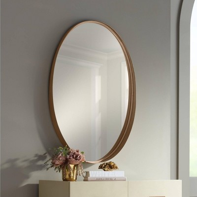 Cheap π Noble Park Oval Vanity Lip Wall Mirror Modern Hand-Painted Gold Metal Frame 24 1/4" Wide for Bathroom Bedroom Living Room Office π₯