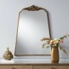 Best Pirce 🧨 Noble Park Crown Top Vanity Wall Mirror Vintage Gold Geometric Metal Frame 25 3/4" Wide for Bathroom Bedroom Living Room Office ❤️