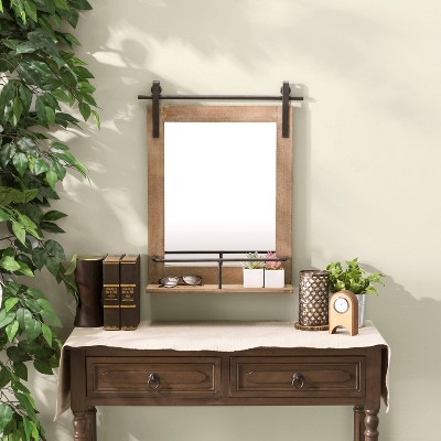 Promo π Wall Mount Barn Mirror with Wood Shelf and Iron Hardware - Danya B. π - Image 2