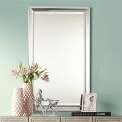 Budget ❤️ Noble Park Rectangular Vanity Accent Wall Mirror Modern Beveled Silver Mirrored Frame 25" Wide Bathroom Bedroom Living Room Home 🧨