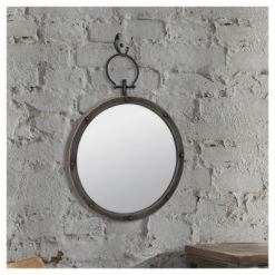 Deals โญ CKK Home Decor 15.7" Round Metal Wall Mirror with Rivet Trim Dark Gray - Stonebriar Collection ๐งจ