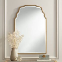 Flash Sale 🛒 Noble Park Antique Gold 40" x 26" Waved Arch Tall Traditional Wall Mirror 👏