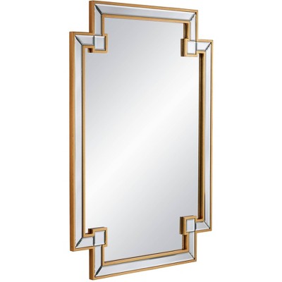 Best deal π Noble Park Rectangular Vanity Wall Mirror Vintage Gold Leaf Beveled Mirrored Tile Frame 27" Wide for Bathroom Bedroom Living Room π - Image 3