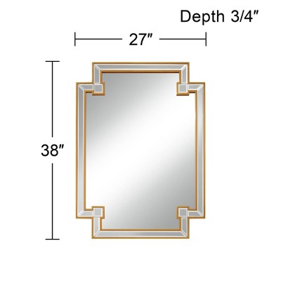 Best deal π Noble Park Rectangular Vanity Wall Mirror Vintage Gold Leaf Beveled Mirrored Tile Frame 27" Wide for Bathroom Bedroom Living Room π - Image 4