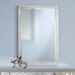 New ❤️ Possini Euro Design Rectangular Vanity Wall Mirror Modern Brushed Nickel Metal Frame Beveled Glass 33" Wide for Bathroom Bedroom 👍