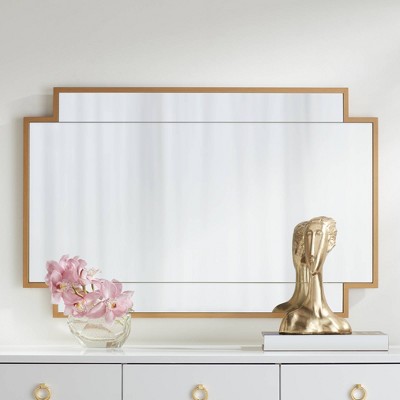 Outlet π― Noble Park Rectangular Vanity Decorative Wall Mirror Modern Cut Edge Lush Antique Gold Wood Frame 26" Wide for Bathroom Bedroom π€©