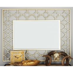 Budget 🥰 Olivia & May 50" x 38" Modern Quatrefoil Iron Wall Mirror - Olivia & May ✔️