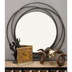 Cheap 🌟 Olivia & May Industrial Metal Round Decorative Wall Mirror Gray - Olivia & May ✨