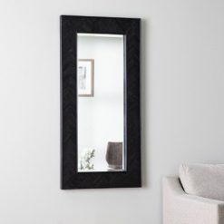 Deals 😀 23.75" x 48" Wood 🐕 Dogafte Reclaimed Decorative Wall Mirror Black - Southern Enterprises ✨