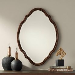 Best deal 🌟 Noble Park Oval Cut Vanity Wall Mirror Rustic Rich Bronze Beaded Frame Beveled 25 3/4" Wide for Bathroom Bedroom Living Room Home 🌟